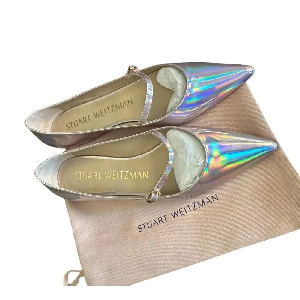 Stuart Weitzman Emilia Mary Jane‎ Flats Iridescent Patent Leather Ballet NEW 6.5